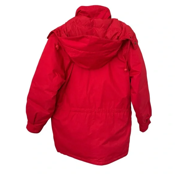 Vintage 90s Eddie Bauer Goose Down Red Snow Insulated Heavy Hooded Jacket Medium - Picture 3 of 15